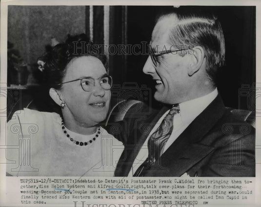 1952 Press Photo Detroit Mich Helen Western & Alfred Gould for wedding - Historic Images