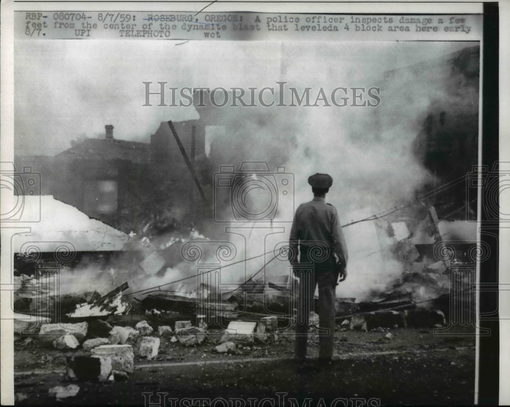 1959 Press Photo Roseburg Oregon  downtown area after dynamite truck exploded - Historic Images