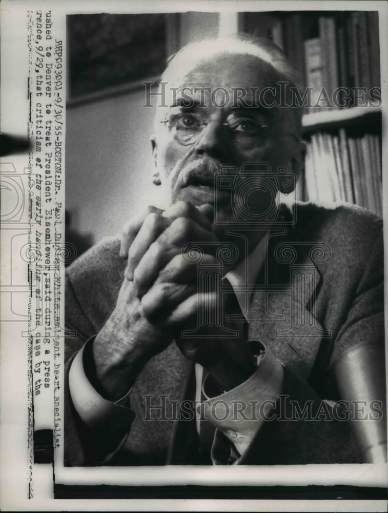 1955 Press Photo Dr. Paul Dudley White, world famous heart specialist - Historic Images