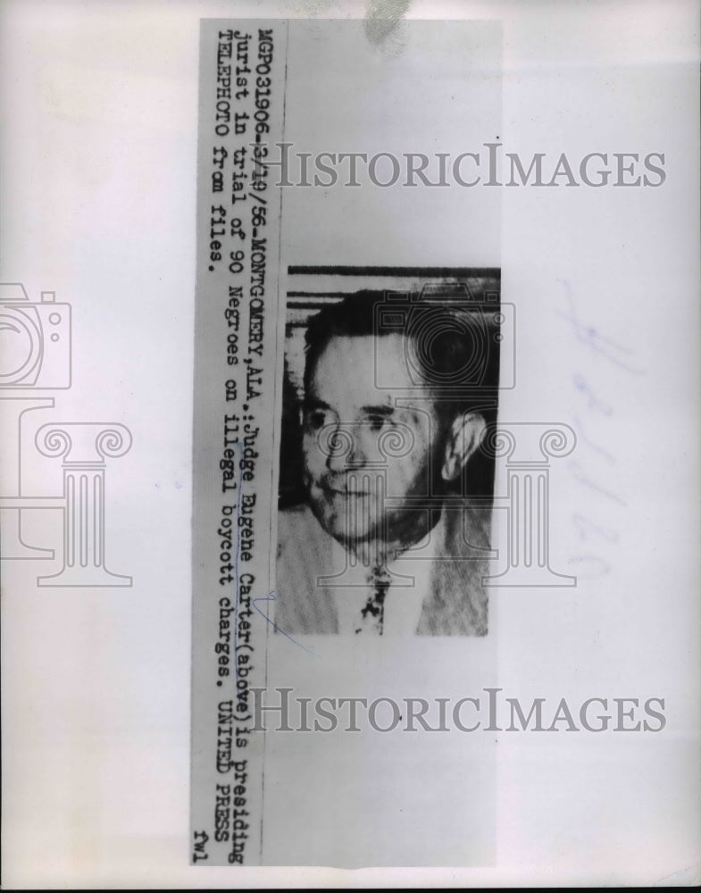 1956 Press Photo Judge Eugene Carter, presiding jurist in trial of 90 negroes - Historic Images