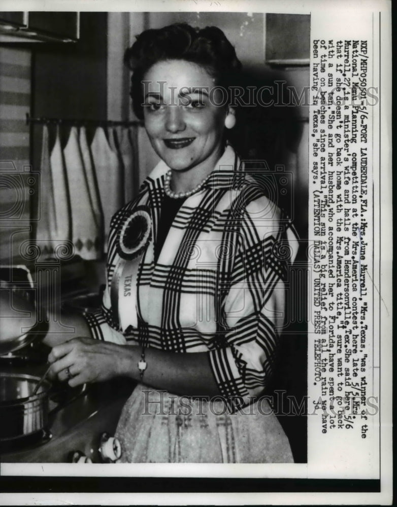 1958 Press Photo Mrs. June Murrell, &quot;Mrs. Texas&quot;, was winner of the National - Historic Images