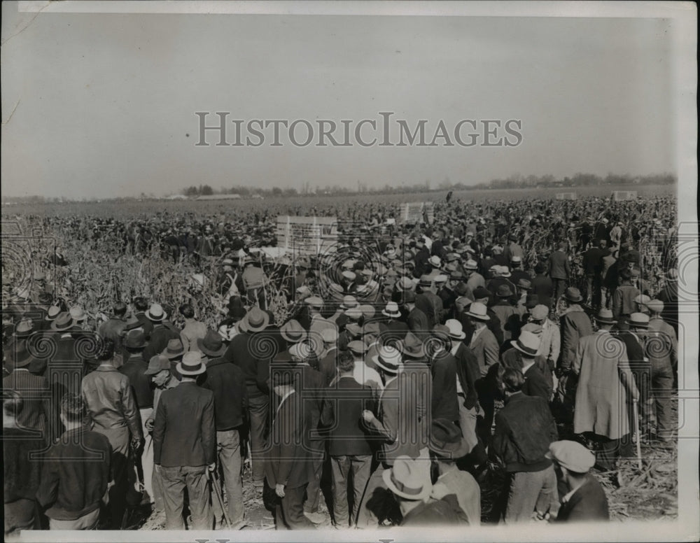 1935 Press Photo The National Corn Husking Contest was won by Elmer Carlsen of - Historic Images