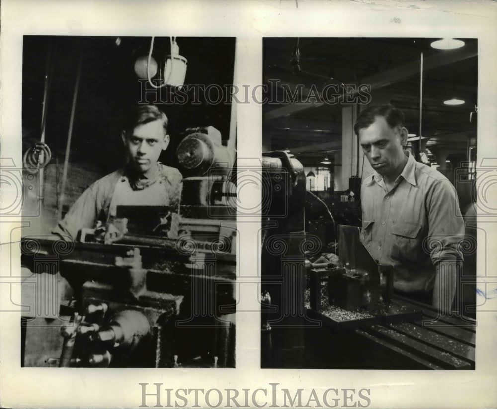 1942 Press Photo George Tucker doing the identical armament job he did in WW1 - Historic Images