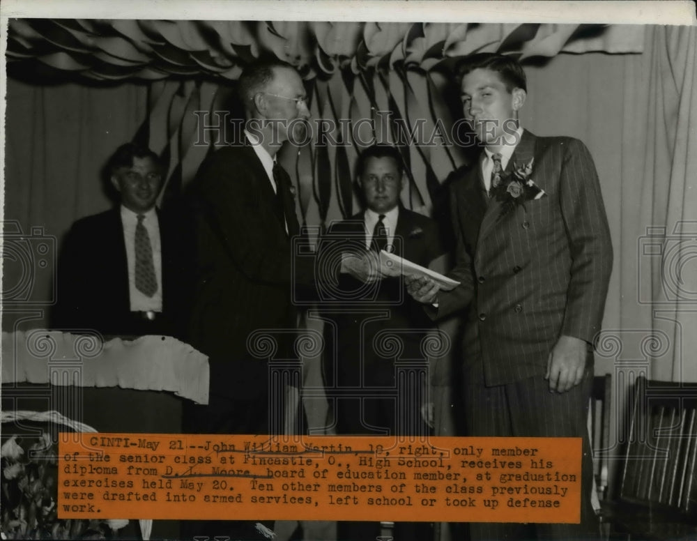 1946 Press Photo John William Martin only member of Senior Class at Fincastle - Historic Images