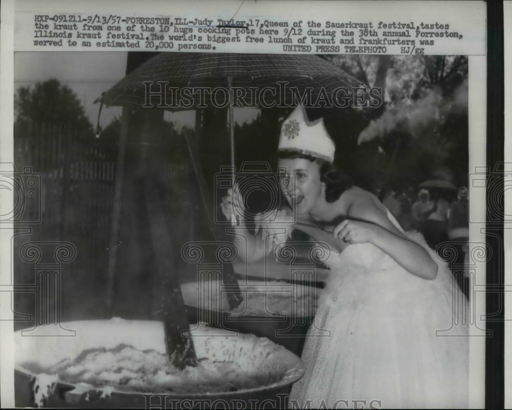 1957 Press Photo Judy Taylor 17, queen of the Sauerkraut festival. - Historic Images