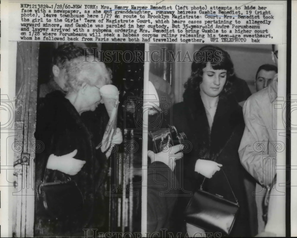 1960 Press Photo Mrs. Benedict (Left photo) &amp;  Gamble Benedict, 19 (right photo) - Historic Images