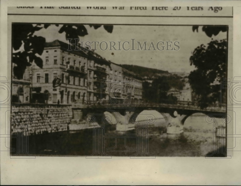 1939 Press Photo Site of Franz Ferdinand Assassination at Sarajevo Bosnia - Historic Images