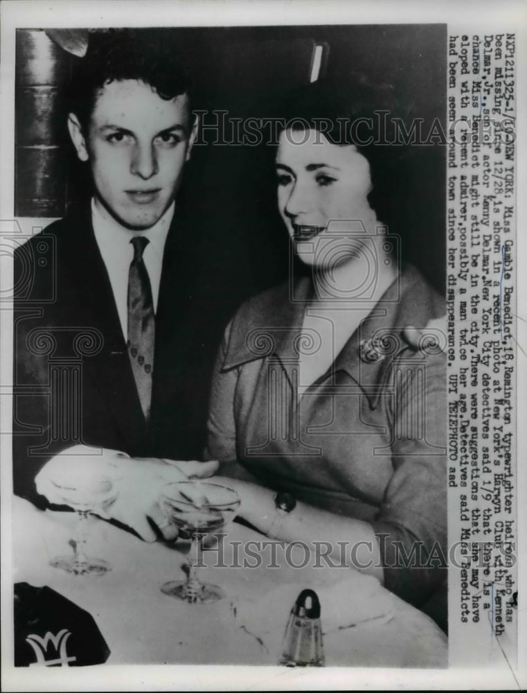 1960 Press Photo NYC Gamble Benedict Remington heiress & Kenneth  Delmar Jr - Historic Images