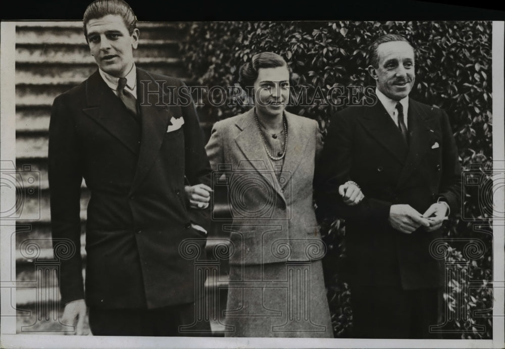 1935 Press Photo Spain King Alfonso Infanta Beatriz Prince Alessandro Torlonia - Historic Images