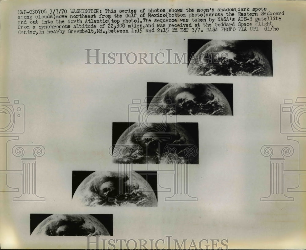 1970 Press Photo Washington This series of photos shows moons shadow move - Historic Images