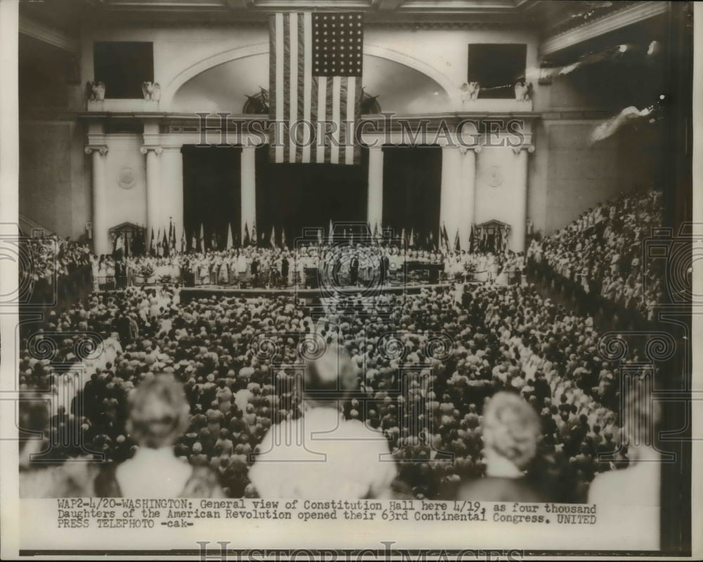 1954 Press Photo of a general view of Constitution Hall during - Historic Images