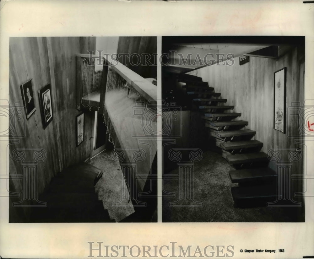 1963 Press Photo Interior of pre fabricated home - Historic Images