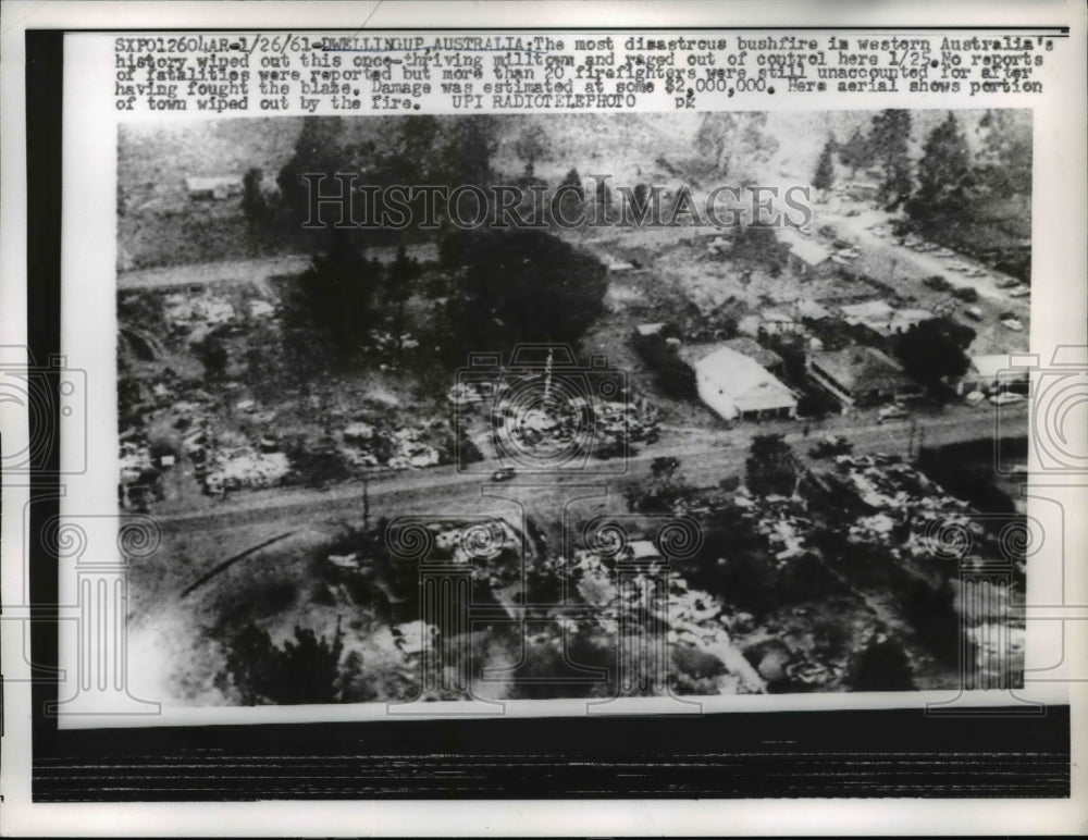 1961 Press Photo View of the most disastrous bushfire in Western Australia - Historic Images