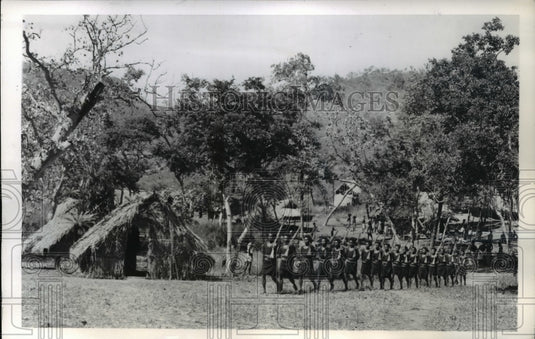 1942 Press Photo Native Constables as they march through the village as a drill - Historic Images