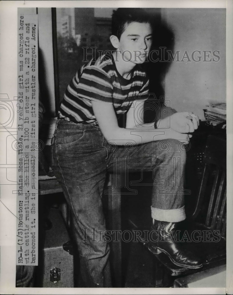 1952 Press Photo Elaine Rose Viele charged with cattle rustling - Historic Images