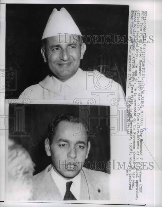 1961 Press Photo King Mohammed and Prince Moulay Hassan - Historic Images
