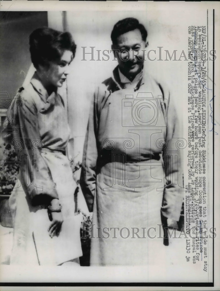 1963 Press Photo Hope Cooke and Crown Prince Palden Thondup Namgyal - Historic Images