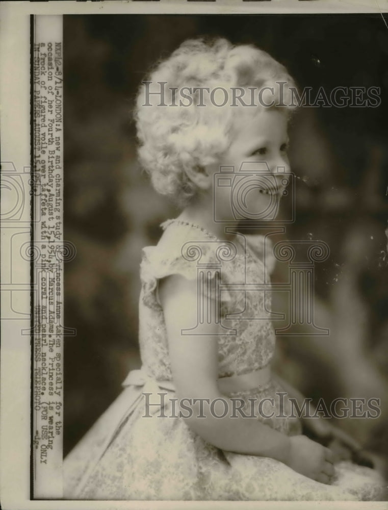 1954 Press Photo Princess Ann&#39;s portrait at her fourth birthday by Marcus Adams - Historic Images