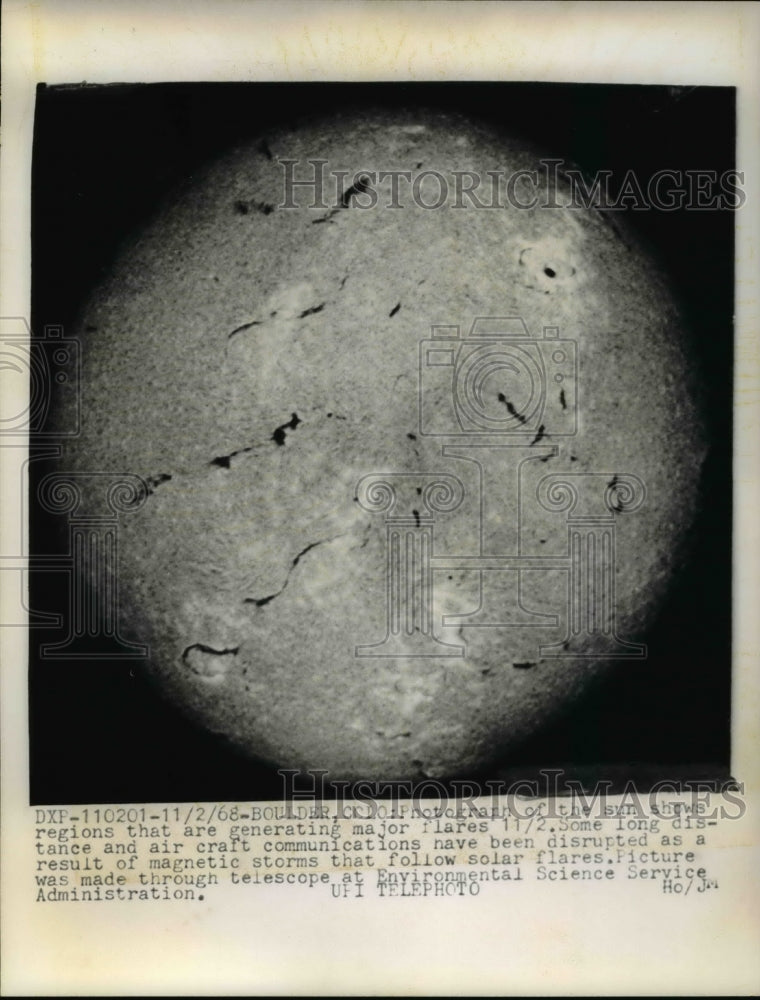 1968 Press Photo Sun's Regions Generating Major Flares - Historic Images