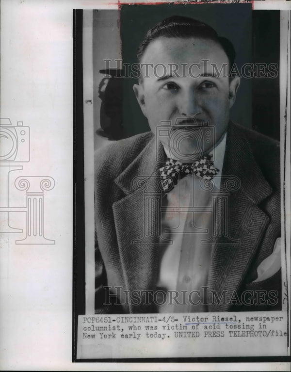 1953 Victor Riesel Newspaper Columnist, victim of Acid tossing ...