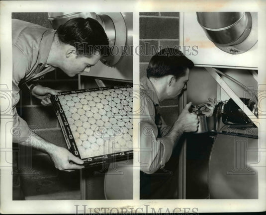 1963 Press Photo Replacing of Filters & Oiling of Motors - Historic Images