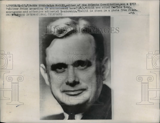 1959 Press Photo Ralph McGill, editor of the Atlanta Constitution, won a 1959 - Historic Images