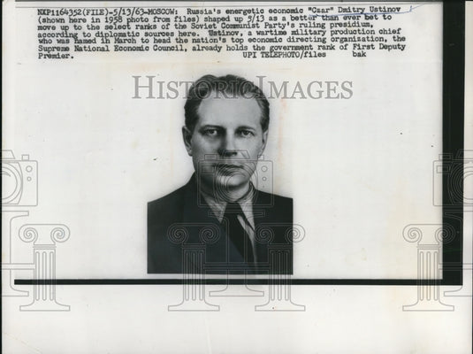 1963 Press Photo Russia's economic Czar Dmitry Ustinov - Historic Images