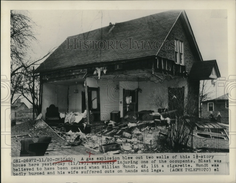 1948 Press Photo A gas explosion blew out 2 walls of this 1 1/2 story house - Historic Images