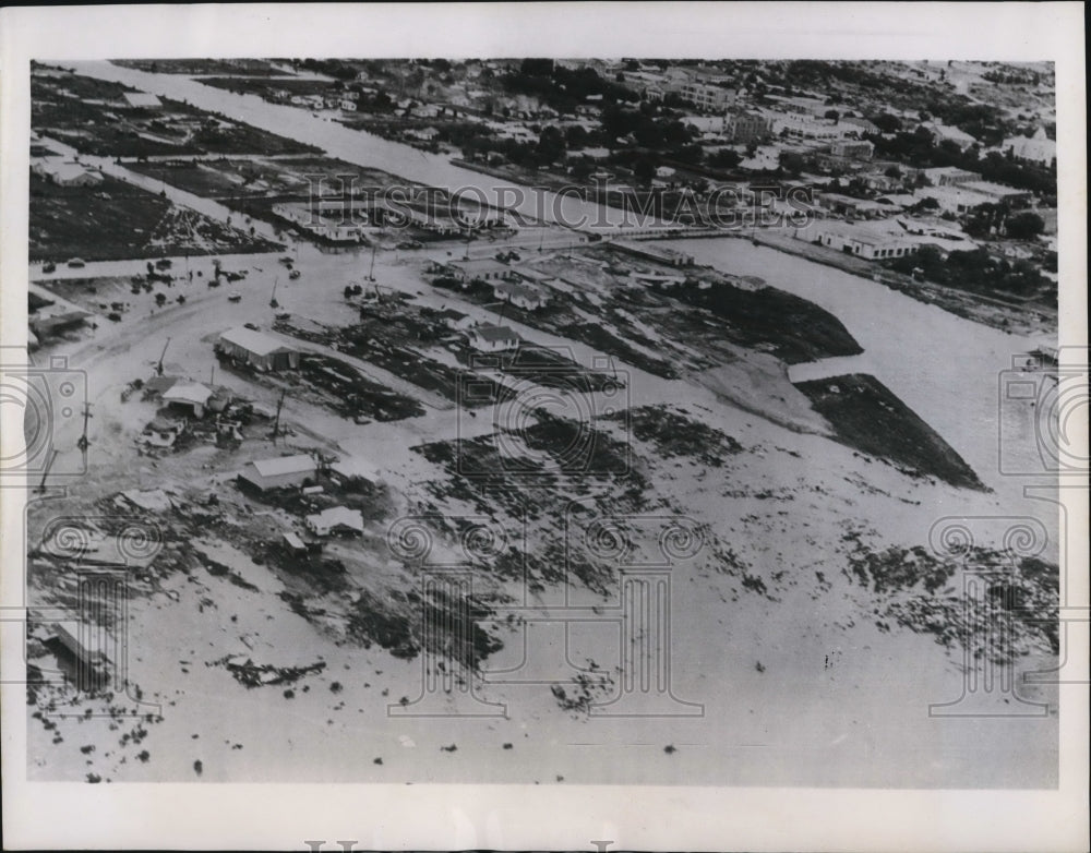 1954 Press Photo Aerial View of Town washed away by Pecos River - Historic Images