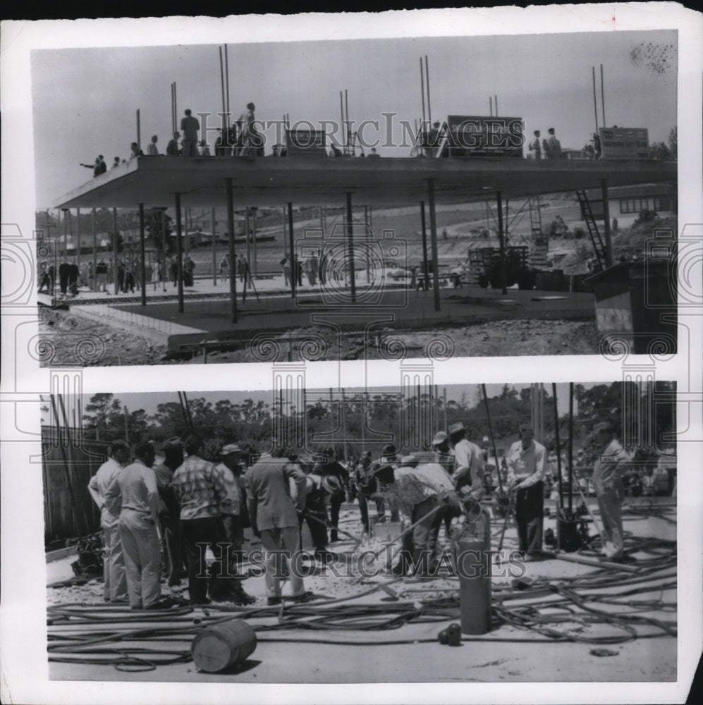 1954 Press Photo Constructing the concrete roof of the Serra H.S. in Calif - Historic Images