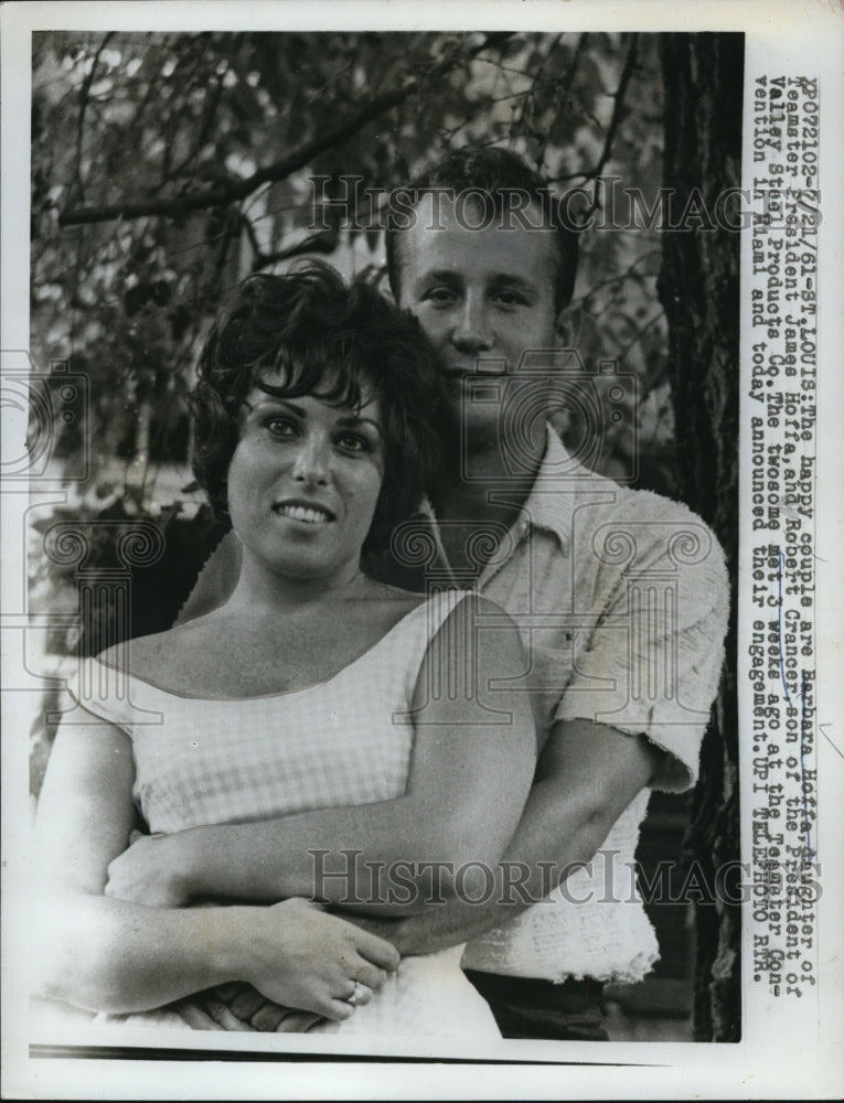 1961 Press Photo Robert Crancer with wife Barbara Hoffa at Teamster Convention-Historic Images