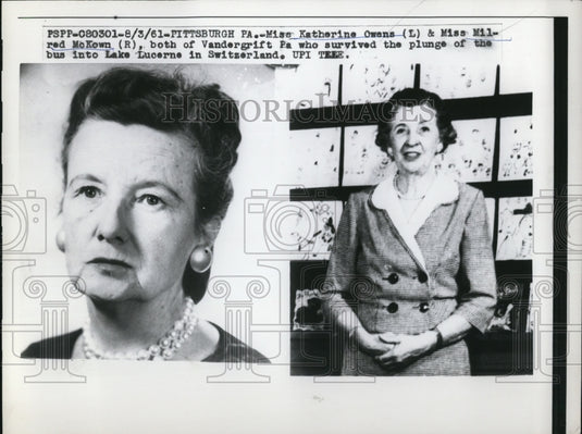 1961 Press Photo Pittsburgh Pa Katherine Owens & Mildred McKown survived bus acc - Historic Images