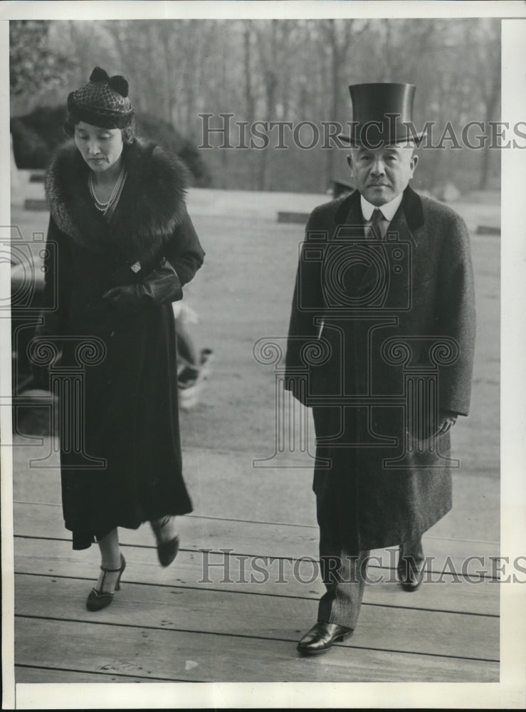 1933 Press Photo Mr.&amp; Mrs. Katsuji Debuchi at Coolidge Memorial Service - Historic Images