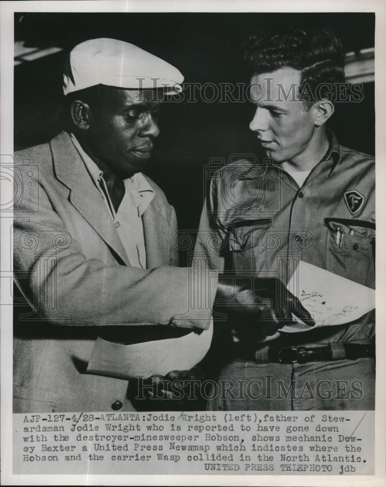 1952 Press Photo Jodie Wright father of Stewardsman Jodie Wright reported to - Historic Images