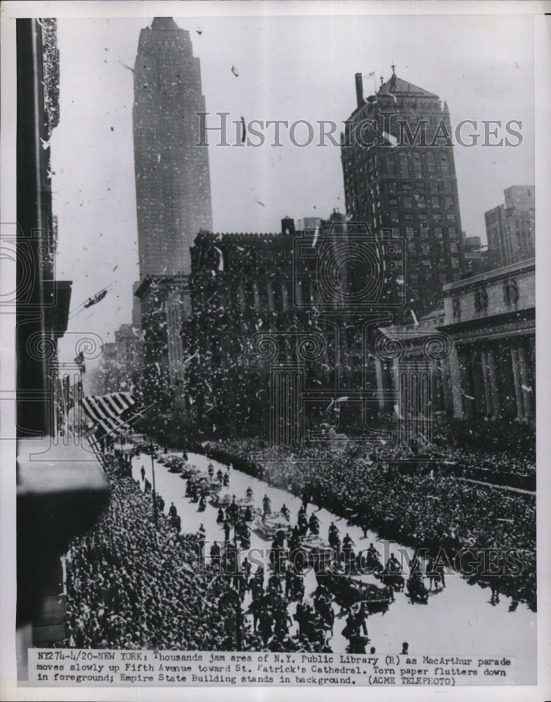 1951 Press Photo General MacArthur Parade Near St Patrick Cathedral in New York - Historic Images