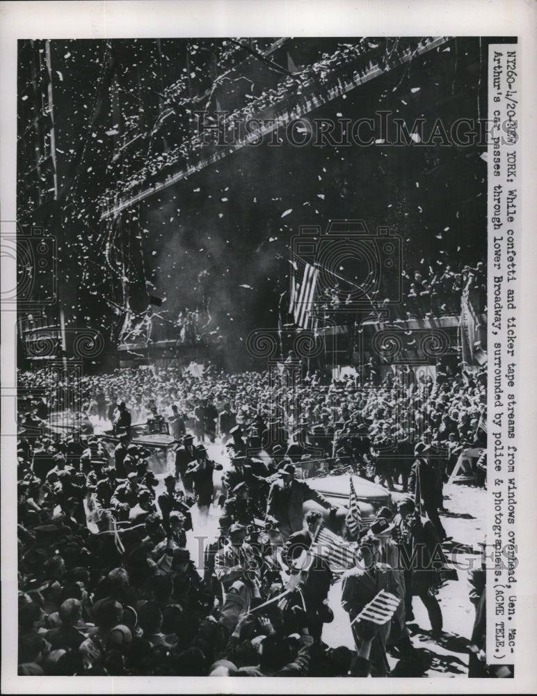 1951 Press Photo General MacArthur Car at Broadway in New York City Parade - Historic Images