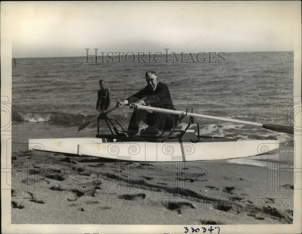 1935 Press Photo Richard J.Osenbaugh Pres. of Lion Intl. visit to Miami Beach - Historic Images