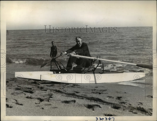 1935 Press Photo Richard J.Osenbaugh Pres. of Lion Intl. visit to Miami Beach - Historic Images