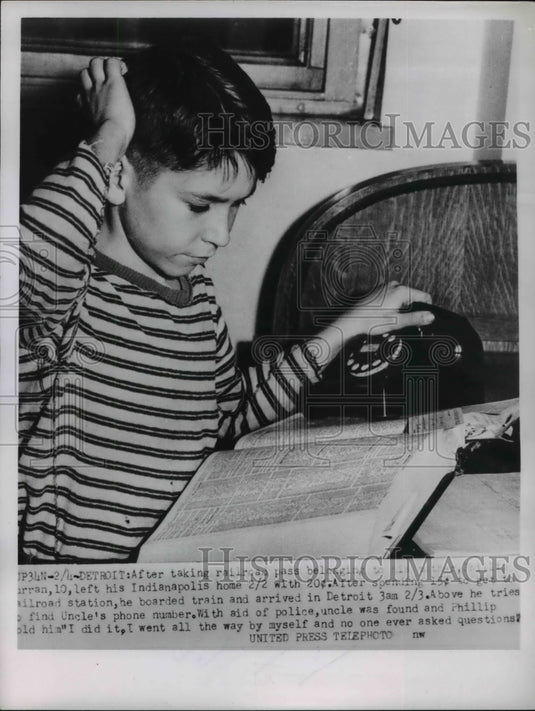 1953 Press Photo Phillip Finally Found his Uncle's Number - Historic Images