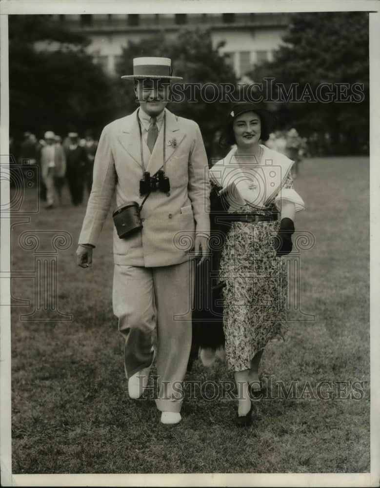 1932 Press Photo Mr. and Mrs. James O&#39; Gorman attended the Belmont Stakes - Historic Images