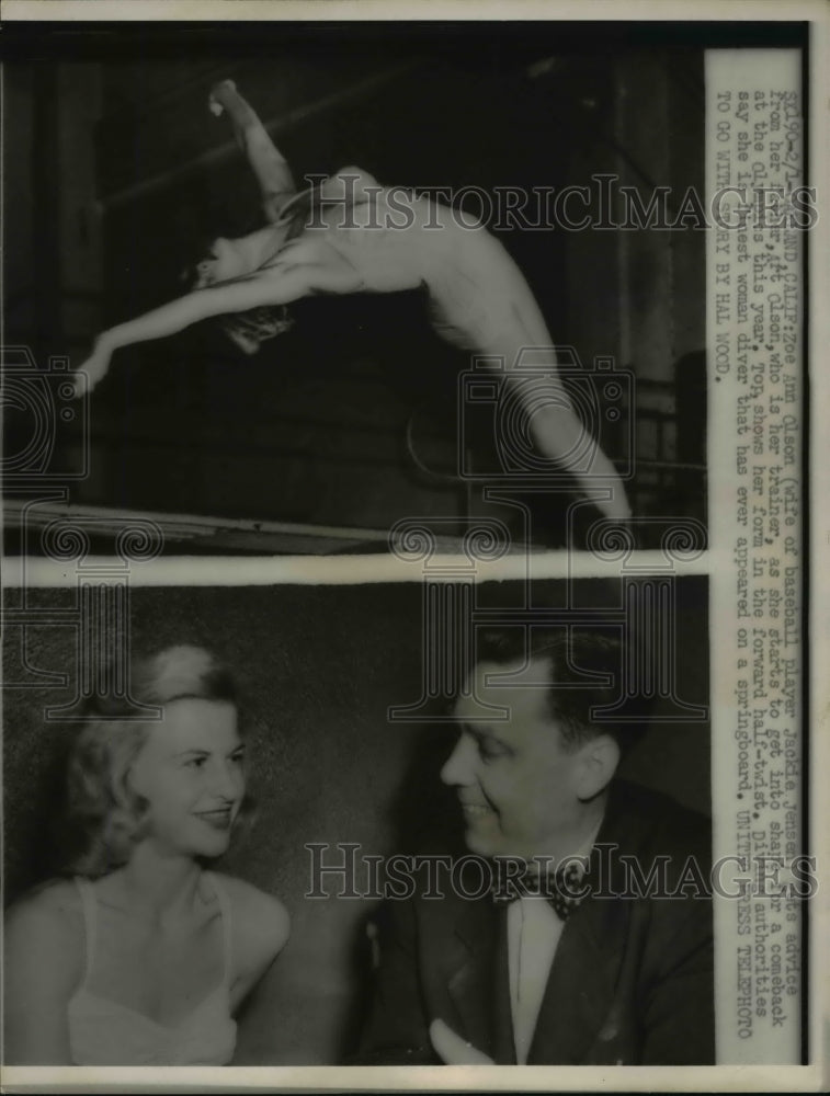 1952 Press Photo Zoe Ann Olsen as she comes back to compete for the Olympics - Historic Images