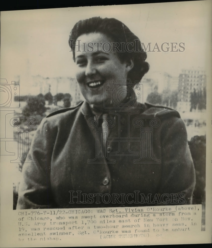 1947 Press Photo Sgt. Vivian O&#39;Rourke, swept overboard during a storm - Historic Images