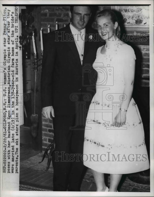 1961 Press Photo Penny Pitou and Egon Zimmerman after their wedding - Historic Images