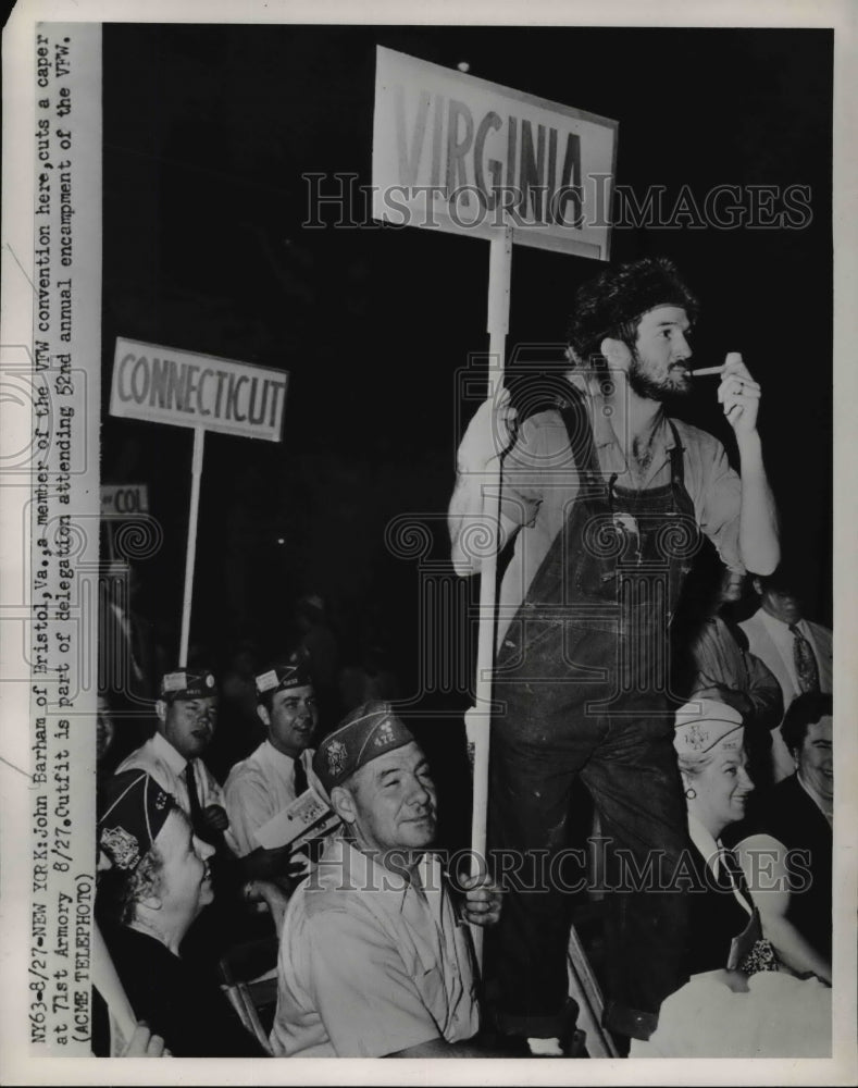 1951 Press Photo John Barham as he attends the 52nd annual encampment of the VFW - Historic Images