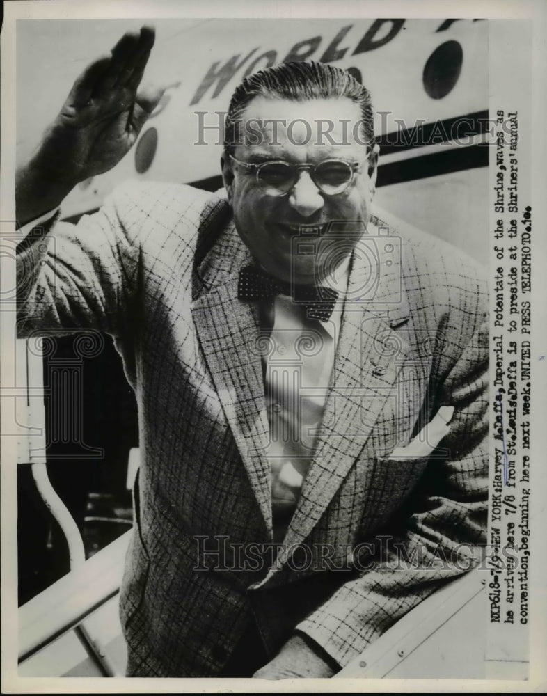 1953 Press Photo Harvey DeDaffa Imperial Potentate of the Shrine, Convention - Historic Images