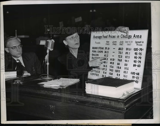 1947 Press Photo Chicago Mrs Laura Price & Rep George Bender of Ohio - Historic Images