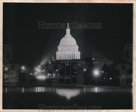 1948 Press Photo Washington D.C. Capitol Night Lights - Historic Images