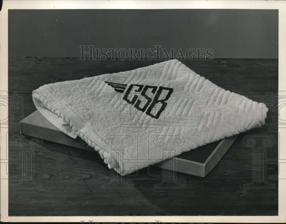 1938 Press Photo  Monogrammed towel - Historic Images