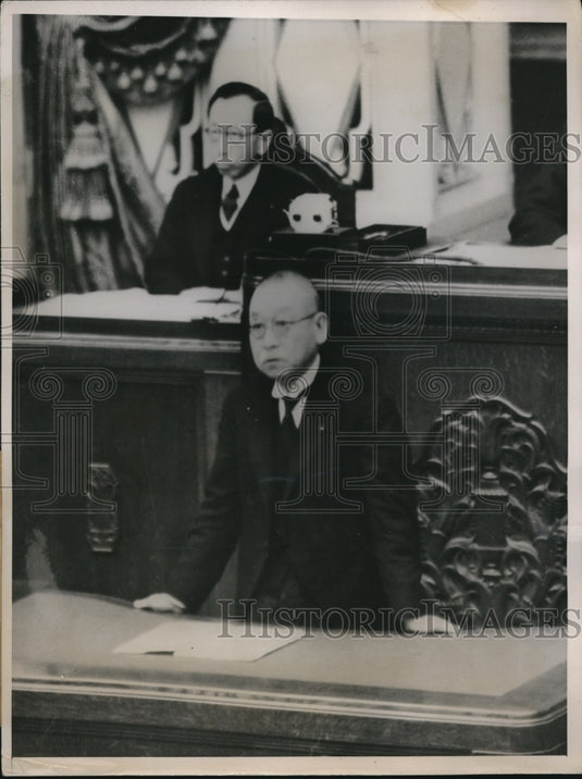 1936 Press Photo Premier Keisuke Okada Speaks Before House of Peers - Historic Images