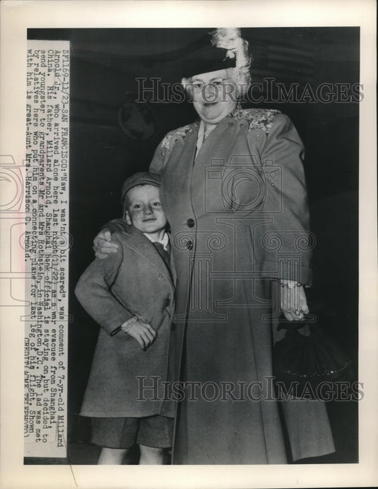 1948 Press Photo Millard Arnold Jr War Evacuee from Shanghai Mrs Harrison Arnold - Historic Images